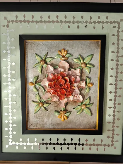 A beautiful 3D floral artwork with mirror embellishments from the 'Aaina' collection.