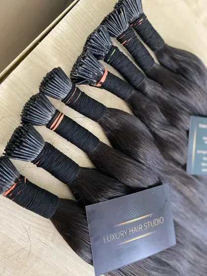 Another angle of our professionally bundled I-Tip extensions, showcasing the quality and quantity we can provide for salon and wholesale orders.