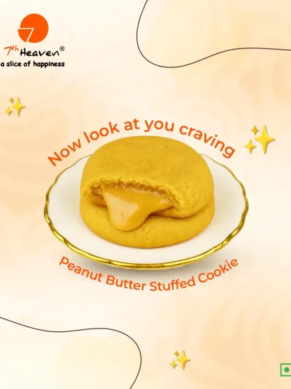 Now look at you craving. Our Peanut Butter Stuffed Cookie is a soft, golden cookie with a warm, gooey peanut butter center.