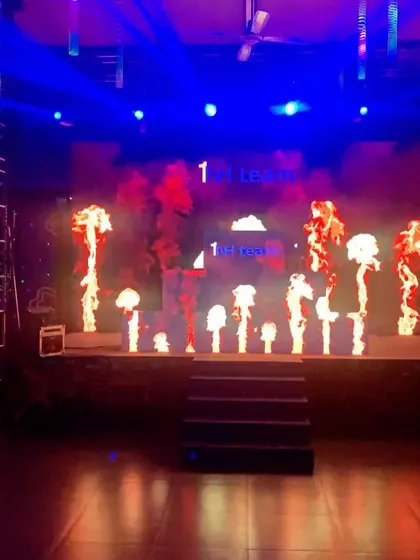 The stage is set. The flame effects on the screen promise a hot night.