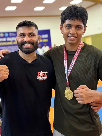 Another one of our young warriors with his well-earned gold medal. The dedication is real.