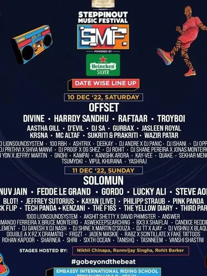 The full, massive lineup for the Steppinout Music Festival. I played on day one, sharing the stage with some of the biggest names in the industry.