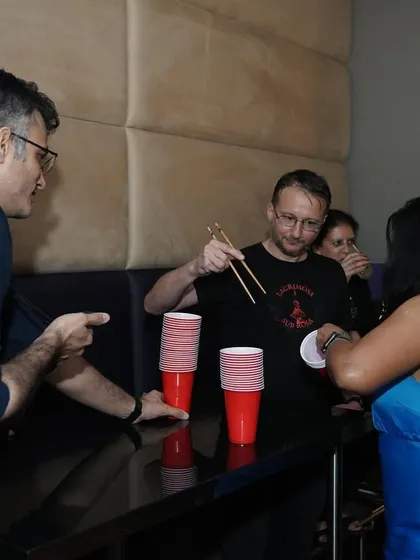 Another game from our Christmas party, this time a chopstick challenge! It's all about laughter and friendly competition.