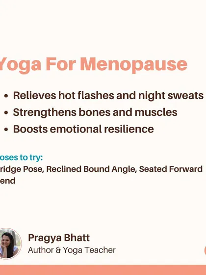 Yoga for Menopause can provide significant relief from common symptoms. Restorative poses like Bridge Pose and Reclined Bound Angle help relieve hot flashes, while weight-bearing poses strengthen bones and boost emotional resilience.