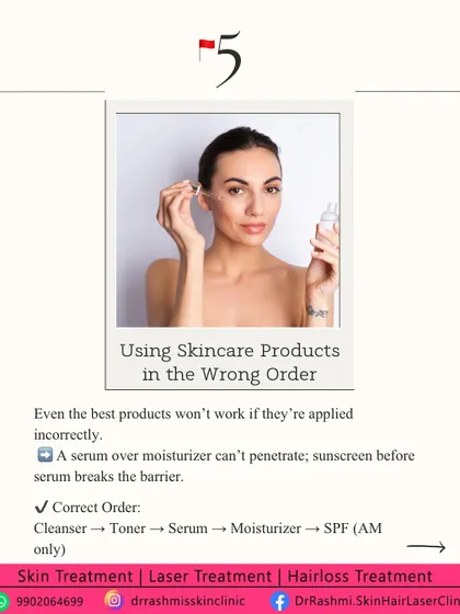This graphic highlights a common skincare mistake: applying products in the wrong order. For your pigmentation-correcting serums to work, they must be applied before moisturizer, which acts as a barrier.
