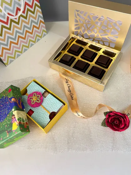 The complete Rakhi hamper, a perfect gift to celebrate the bond between siblings with something sweet and something thoughtful.