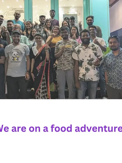 We are on a food adventure. A snapshot of our vibrant group during a singles-only food walk. Good food and good company are the perfect ingredients for connection.