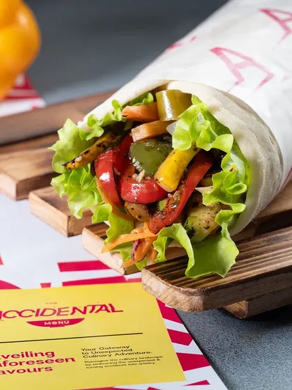 For this wrap, I shot it cut in half to show the generous, colorful filling inside. This is a great technique for items where the interior is the main attraction.