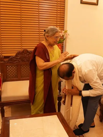 A moment of respect and blessing as Dr. Pankaj Bhoyar ji interacts with me during his visit.