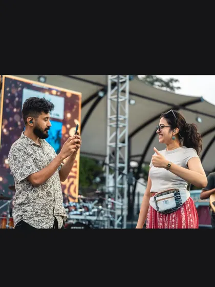 Typical backstage scenes. My bandmate capturing a moment during soundcheck at the Maha Shivaratri event in Jayanagara.