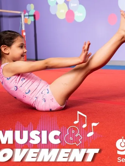 This young gymnast shows great form and focus while practicing a floor exercise. Our classes help children refine their movements and build strength in a fun, rhythmic way.