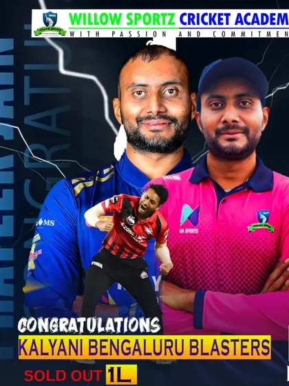 Celebrating our Head Coach, Prateek Jain, a Ranji player for Karnataka, on his selection for the Kalyani Bengaluru Blasters in the KPL. Our players learn from those who have reached the top.