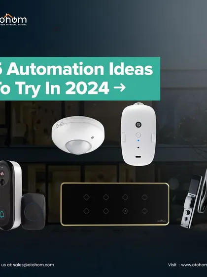 A duplicate image showcasing five of our key automation products for a modern smart home.