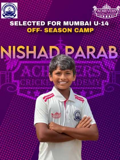Nishad Parab from our U-14 batch, who earned his spot in the Mumbai Off-Season Camp through consistent performance.