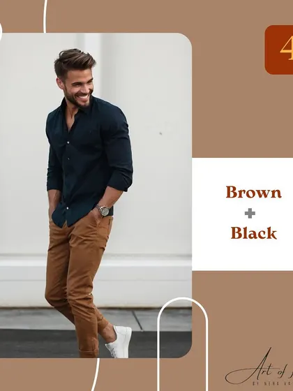 Brown and black is an underestimated but ultra-chic combination for men. Think a black turtleneck with brown trousers for an effortlessly refined look.