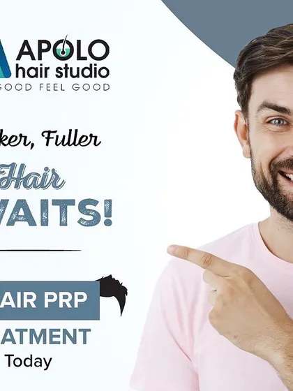 This graphic clearly communicates the primary benefit of Hair PRP treatment: thicker, fuller hair awaits. We use this therapy to stimulate hair growth, reduce hair loss, and improve hair texture, with most clients able to resume normal activities immediately after.