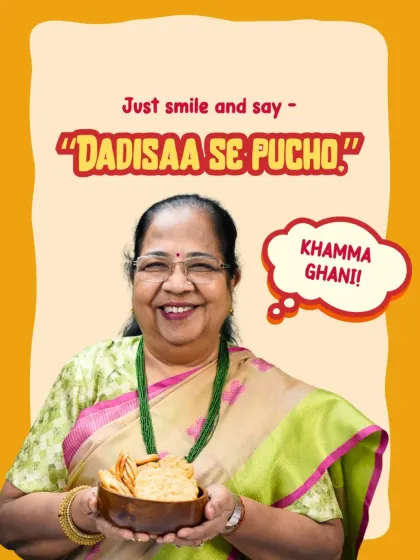 This is the heart of our kitchen, my mother Usha, your Dadisaa. Her warm smile and decades of experience are the secret ingredients in every jar of pickle and every batch of snacks we send out. When we say our food is made with love, this is who we mean.