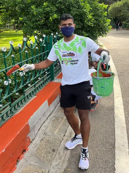 Getting to work painting the park fences. It feels good to contribute to the place that gives us so much.