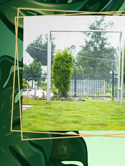 A graphic overlay on one of our completed projects, celebrating the transformation into a beautiful outdoor garden.