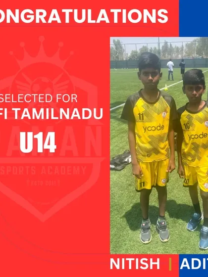 Our U15 players Nitish and Aditya, who were selected for the SGFI U14 Tamil Nadu State Team, a proud moment for them and our partner club GMFC.