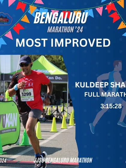 Kuldeep Sharma's journey is a perfect example of dedication. His 'Most Improved' performance in the Full Marathon, clocking in at 3:15:28, is an inspiration to the entire group.