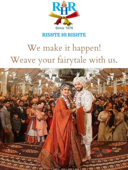 We make fairytales happen. A grand wedding scene of one of our matched couples, surrounded by family and friends, shows the scale and joy of the celebrations that follow a perfect match.
