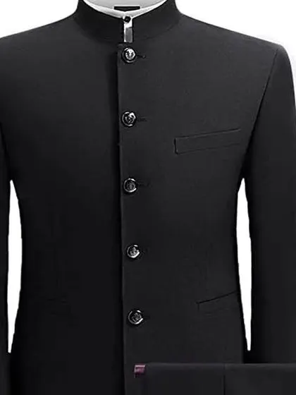 The same classic bandhgala suit in a timeless black. A must-have for every man, it is always in style and suitable for any formal event.