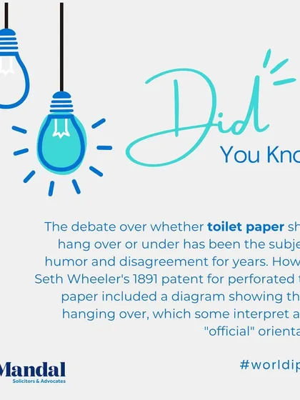 Even the debate over toilet paper orientation has a connection to IP law, with the 1891 patent including a diagram showing the roll hanging over.