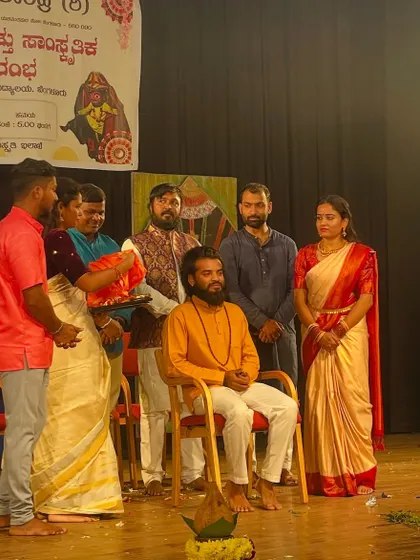 A moment of felicitation at the Neladavva Kala Kendra inauguration. I am grateful for the opportunity to support such meaningful initiatives.