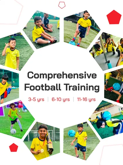 A collage showcasing the comprehensive and fun nature of our football training across all age groups.
