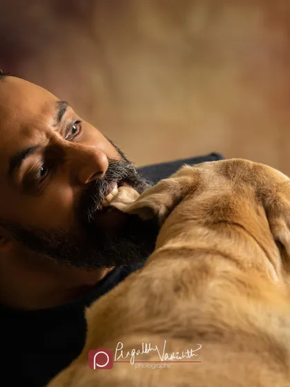A couple of fun self-portraits with my senior dog, Laika. She's been my muse and test model for 13 years. My journey into pet photography started with her, and she has taught me everything I know about patience and capturing an animal's spirit.