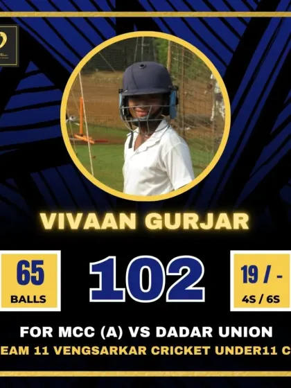 A proud moment for 11-year-old Vivaan Gurjar, scoring his maiden century in just 65 balls in the U11 Cup.