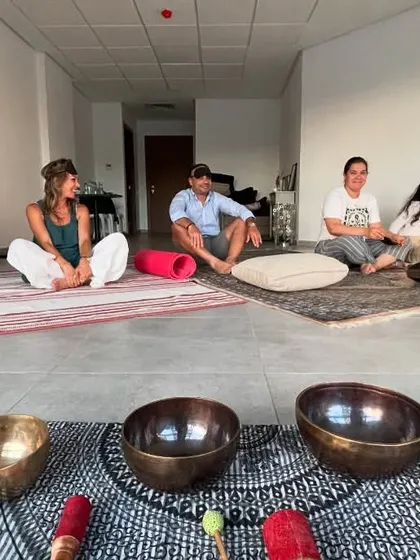 A small, intimate sound healing meet-up at a student's home in Casablanca.