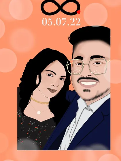 This custom couple portrait, complete with an anniversary date, can be delivered as a digital file or printed on our popular metal cards. These cards are durable and perfect for keeping in a wallet.