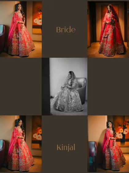 A collage showcasing multiple bridal portraits. This format allows us to display a variety of poses and moods, from elegant to joyful, in a single image.