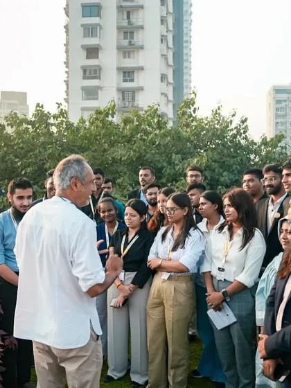 An outdoor interactive session where our team shares insights on sustainable urbanism and the importance of context in design.