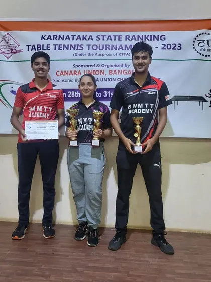 Our senior players celebrating their victories at the second state ranking tournament in Bangalore.