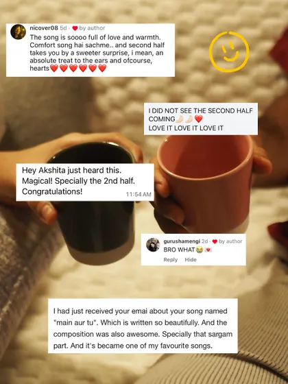 Sharing the beautiful messages I received for "Main Aur Tu". My goal is to create music that connects with listeners, and this feedback shows the impact of heartfelt songwriting.