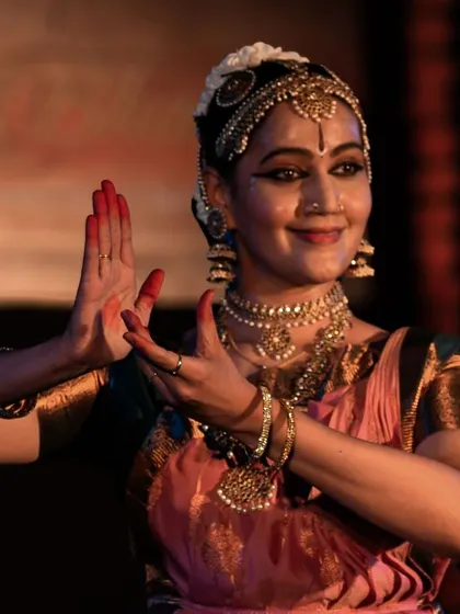 A beautiful shot of dancer Malini Agrahar performing at Kappanna Angala. Her dedication and technical skill were truly inspiring to watch.