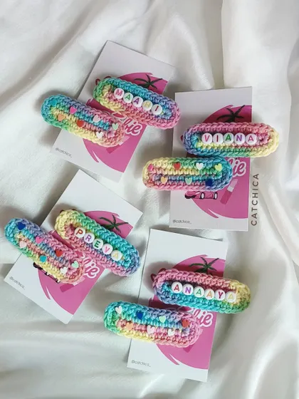 Our unicorn name clips are a bestseller! Here are some ready for Maanya, Viana, Prey, and Anay.