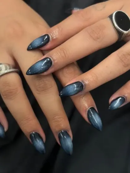 The complete set of the dark, moody cat-eye nails. This look is perfect for making a powerful and sophisticated statement.