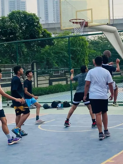 Players scramble for a loose ball, showing the hustle we expect in every session.