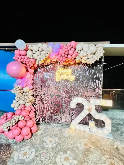A wider shot of the outdoor setup, demonstrating that we can create these glamorous backdrops in any location, day or night.