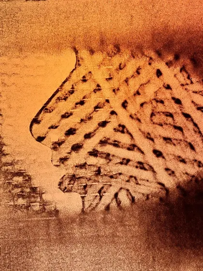 Another image from the 'Sand Sangam' series, blending abstract textures with the subtle outline of a face, creating a dialogue between form and formlessness.