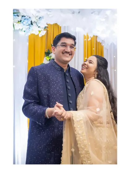 The couple shares a dance and a laugh during their Sangeet. We focus on capturing the joy and movement of the evening.