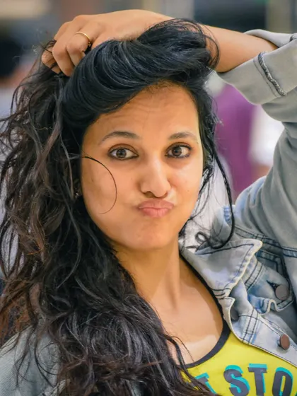 A playful and fun expression. Don't worry about getting every step perfect. My classes are a no-judgment zone where we just have fun.
