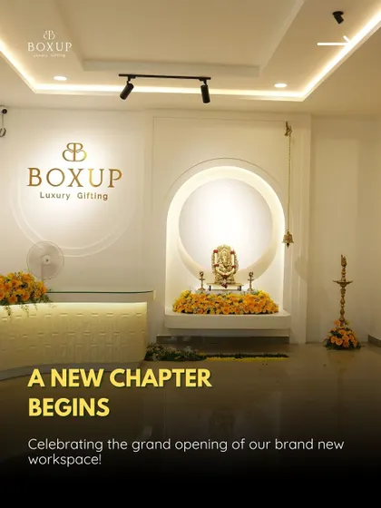 A new chapter begins. The reception of our brand new workspace, celebrating our grand opening with a traditional puja and floral decorations.