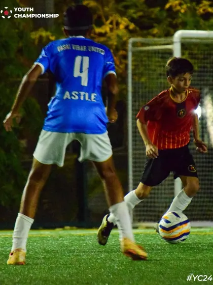 Skill and composure on display as our player takes on a defender in the Youth Championship U13 finals.