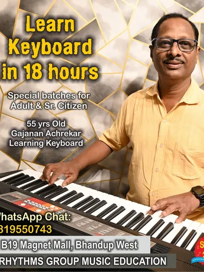 Meet 55-year-old Gajanan Achrekar, another student from our "Learn Keyboard in 18 hours" program. His dedication shows that with the right guidance, anyone can learn to play an instrument.
