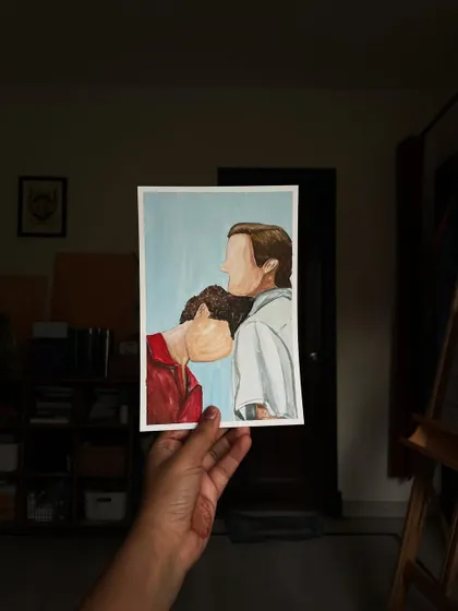 "To make yourself feel nothing so as not to feel anything - what a waste!" This piece, inspired by 'Call Me by Your Name,' reflects the quiet, sensual dance of a summer love story. It's a reminder to feel everything.